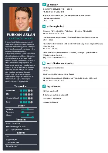 Endüstri Mühendisi CV Örnekleri cv indir